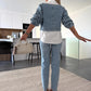 💖Women's Fashion Long Sleeve Denim Top & Pants Two Piece Set