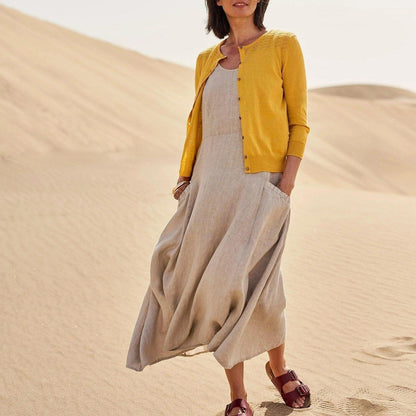 ✨Hot Promotion 49% Off✨Women's Sleeveless Cotton And Linen Dress With Pockets🎉