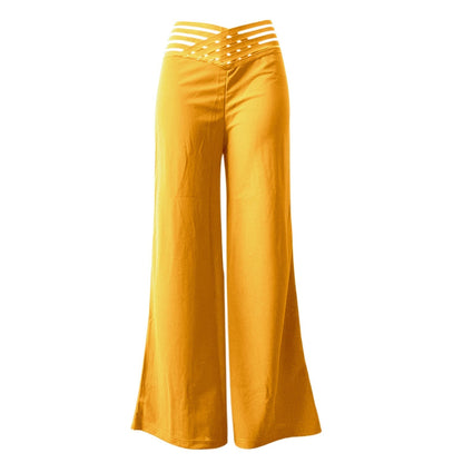 🍃Women's Casual Hollow-out High-Waisted Wide-Leg Pants