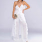💝Perfect Gift For You✨Spaghetti Strap Ruffle Trim Dress & Pants 2-Piece Set