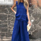 Women’s 2-Piece Cotton Linen Sleeveless Top & Palazzo Pants Set
