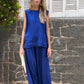 Women’s 2-Piece Cotton Linen Sleeveless Top & Palazzo Pants Set