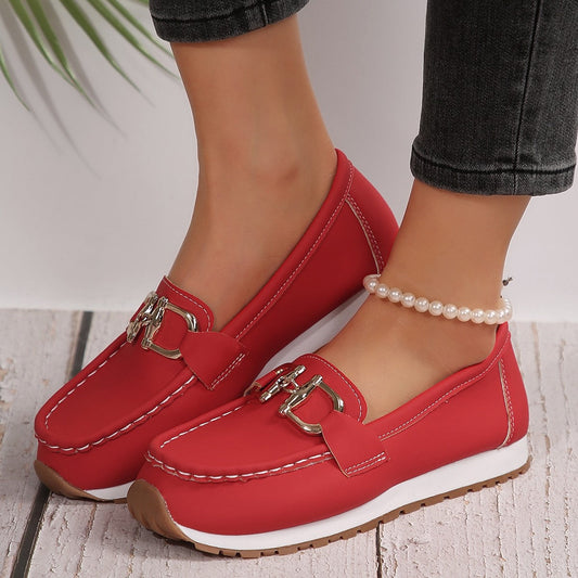Women's Casual Metallic Buckle Slip-On Shoes