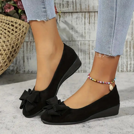 Bowknot Decor Wedge Heeled Loafers