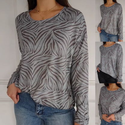 Women's Printed Round Neck Long Sleeve Top