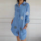 Women's Casual Printed Button-Down Shirt Dress