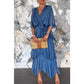 Elegant V-Neck Wrap Waist Tie Layered Dress