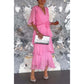 Elegant V-Neck Wrap Waist Tie Layered Dress