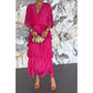 Elegant V-Neck Wrap Waist Tie Layered Dress