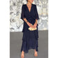 Elegant V-Neck Wrap Waist Tie Layered Dress