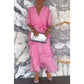 Elegant V-Neck Wrap Waist Tie Layered Dress