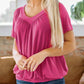 ✨Women's Casual Pleated V-Neck Short-Sleeve Top