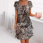Versatile Stylish Leopard Colorful Print Sequin Dress