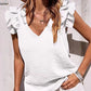 V-Neck Ruffle Sleeveless Stretch Top