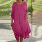 🌼Last Day Sale 50% OFF🌼Women's Elegant Solid Color Round Neck Loose Fit Dress