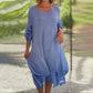 🌼Last Day Sale 50% OFF🌼Women's Elegant Solid Color Round Neck Loose Fit Dress
