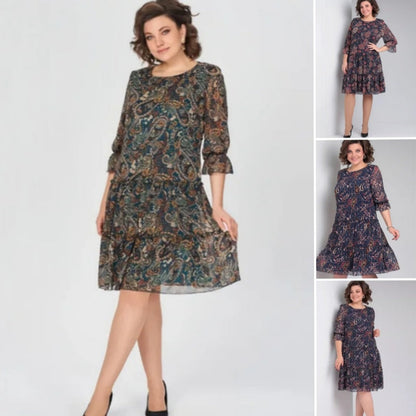 Women's Casual Round Neck Printed Dress