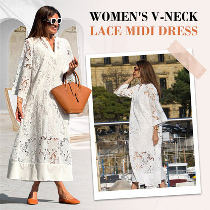🎉Hot Sale 49% OFF🔥Women's V-Neck Lace Midi Dress
