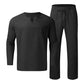 Men's Solid V-Neck Top ＆ Pants 2-Piece Set