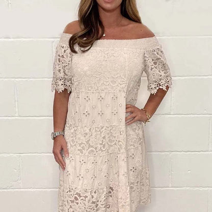 🔥Summer Hot Sale 49% Off 😍Handmade Lace Hollow Patchwork Strapless Dress