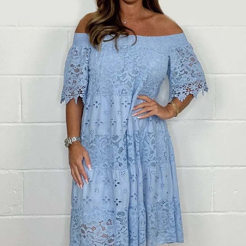 🔥Summer Hot Sale 49% Off 😍Handmade Lace Hollow Patchwork Strapless Dress