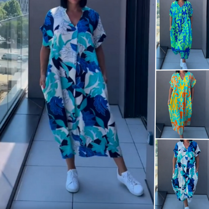 Women's Casual Elegant Printed V-Neck Dress