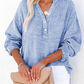 👚Women's Oversized Blouse ✅ Lightweight Gauze & Buttoned V-Neck | Flowy and Casual 🍃