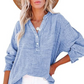 👚Women's Oversized Blouse ✅ Lightweight Gauze & Buttoned V-Neck | Flowy and Casual 🍃