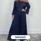 Women's two-piece set: lace top + wide-leg trousers