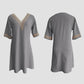 V-neck Lace-trimmed Cotton Linen Dress