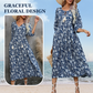 🌸Summer Sale -50% off🌸Women’s Elegant Floral Print V-Neck Long Dress
