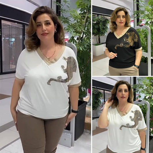 🔥Summer Hot Sale 49% OFF🔥Women's Casual Elegant Printed V-Neck Top