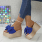 Women's Bow Thick Sole Wedge Slippers