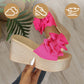 Women's Bow Thick Sole Wedge Slippers