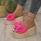 Women's Bow Thick Sole Wedge Slippers