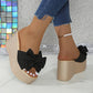 Women's Bow Thick Sole Wedge Slippers