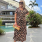 🌸2025 Hot Sale 66%OFF🌸Women's Leopard V-Neck Long Dress with Belt
