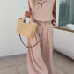 Sleeveless V-Neck Tops & Loose Pants 2-Piece Set