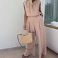 Sleeveless V-Neck Tops & Loose Pants 2-Piece Set