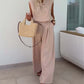 Sleeveless V-Neck Tops & Loose Pants 2-Piece Set