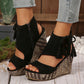 Women's Tassel Open Toe Platform Wedge Sandals