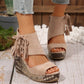 Women's Tassel Open Toe Platform Wedge Sandals