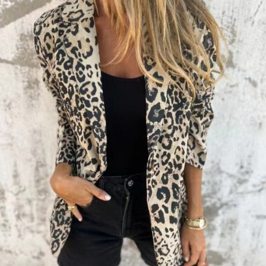 Women's Fashion Leopard Print Blazer