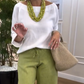 Women's Solid Round-Neck Long Sleeve Tops
