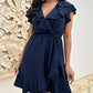 Women's Elegant Waist Tie V-Neck Ruffle Dress