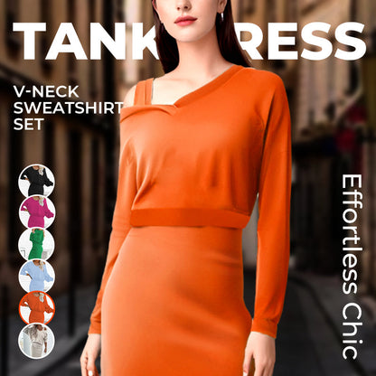 💥2025 New Arrive - 50% OFF💥Women's 2-Piece Set Sleeveless Dress & Loose V-Neck Pullover