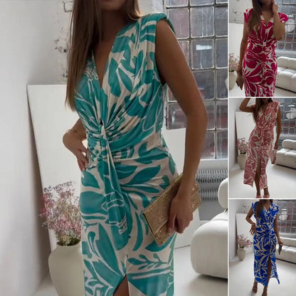 2025 Fashion with you✨Sleeveless Printed Slit Dress