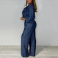 💙LAST DAY SALE 50% OFF🥰Women's Tiered Long-Sleeve Tops ＆ Wide-Leg Pants Set