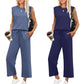 Women's Sleeveless Top & Wide-Leg Pants 2-Piece Set