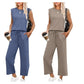 Women's Sleeveless Top & Wide-Leg Pants 2-Piece Set